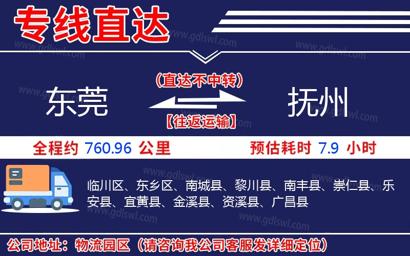 東莞到撫州物流公司