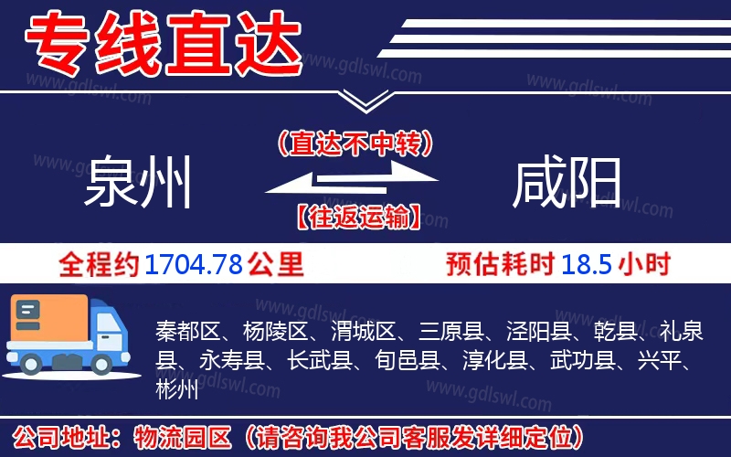 泉州到咸陽物流公司