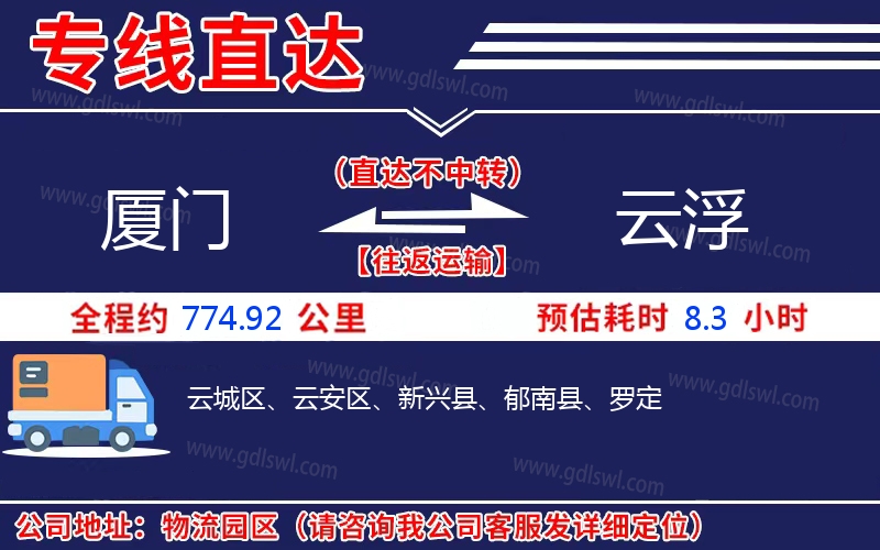 廈門到云浮物流公司